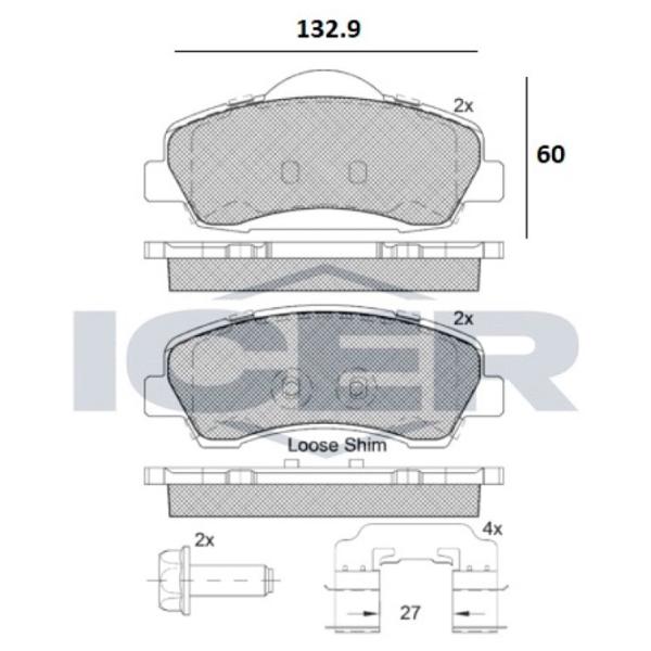 Plăcuțe de frână Icer 182131-067 față/ disk photo 2