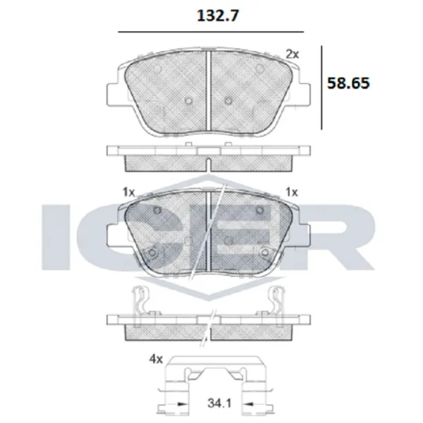 Plăcuțe de frână Icer 182136 față/ disk photo 2