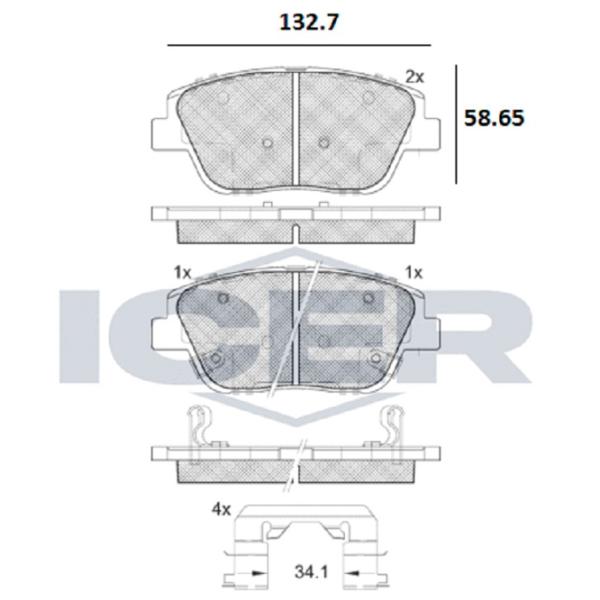 Plăcuțe de frână Icer 182136 față/ disk photo 2