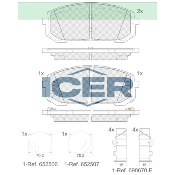 Тормозные колодки Icer 182419 передние/ дисковые photo 2 Тормозные колодки Icer 182419 передние/ дисковые photo 2