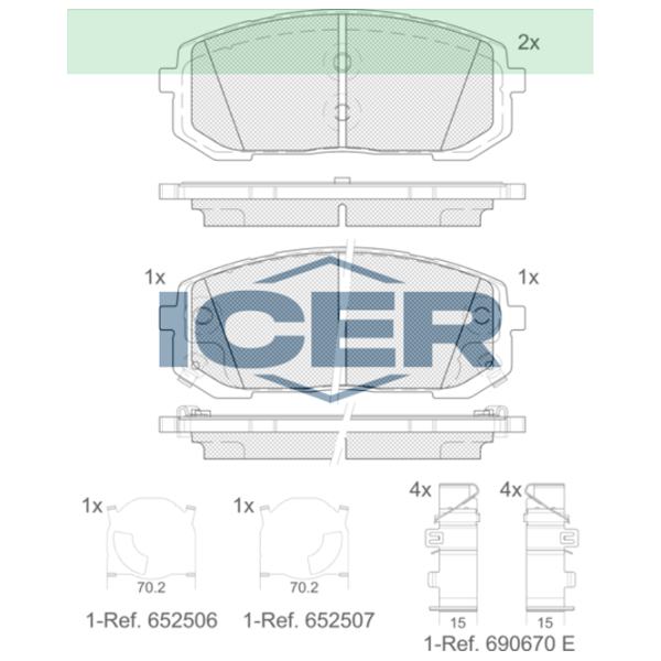 Тормозные колодки Icer 182419 передние/ дисковые photo 2 Тормозные колодки Icer 182419 передние/ дисковые photo 2