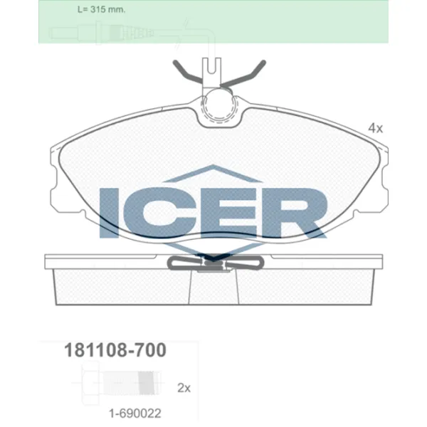 Тормозные колодки Icer 181108-700 передние/ дисковые photo 2