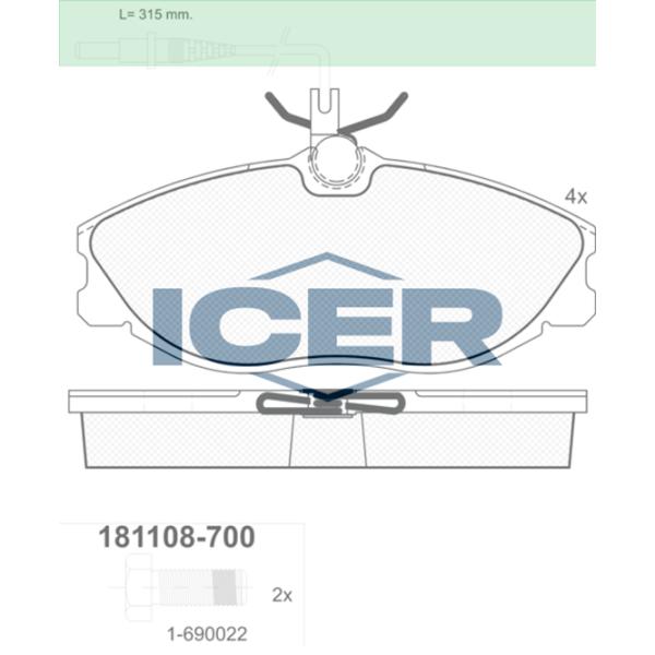Тормозные колодки Icer 181108-700 передние/ дисковые photo 2