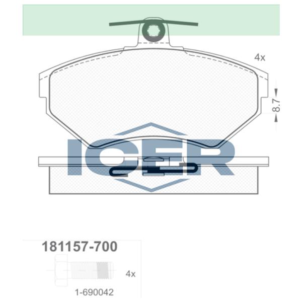 Тормозные колодки Icer 181157-700 передние/ дисковые photo 2