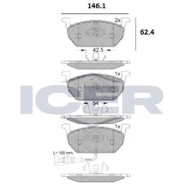 Тормозные колодки Icer 182189 передние/ дисковые photo 2 Тормозные колодки Icer 182189 передние/ дисковые photo 2