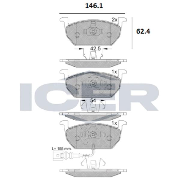 Тормозные колодки Icer 182189 передние/ дисковые photo 2 Тормозные колодки Icer 182189 передние/ дисковые photo 2