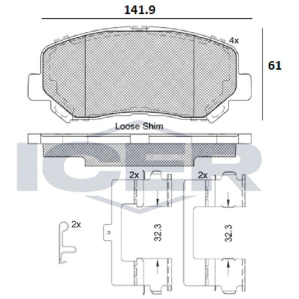 Plăcuțe de frână Icer 182196 față/ disk photo 2