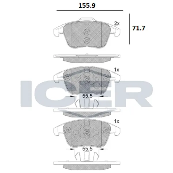 Тормозные колодки Icer 182231-203 передние/ дисковые photo 2 Тормозные колодки Icer 182231-203 передние/ дисковые photo 2