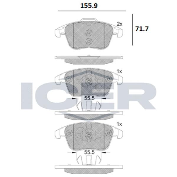 Тормозные колодки Icer 182231-203 передние/ дисковые photo 2 Тормозные колодки Icer 182231-203 передние/ дисковые photo 2