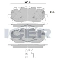 Plăcuțe de frână Icer 182254 față/ disk photo 2