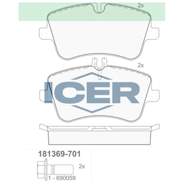 Тормозные колодки Icer 181369-701 передние/ дисковые photo 2 Тормозные колодки Icer 181369-701 передние/ дисковые photo 2