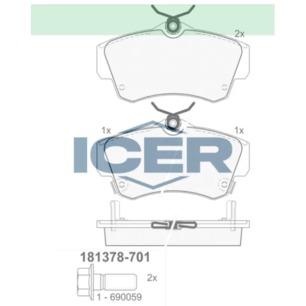 Тормозные колодки Icer 181378-701 передние/ дисковые photo 2 Тормозные колодки Icer 181378-701 передние/ дисковые photo 2