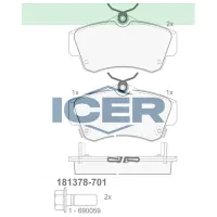 Plăcuțe de frână Icer 181378-701 față/ disk photo 2