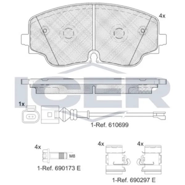 Тормозные колодки Icer 182423 передние/ дисковые photo 2 Тормозные колодки Icer 182423 передние/ дисковые photo 2