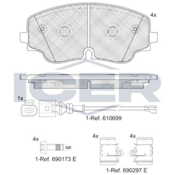 Тормозные колодки Icer 182423 передние/ дисковые photo 2 Тормозные колодки Icer 182423 передние/ дисковые photo 2
