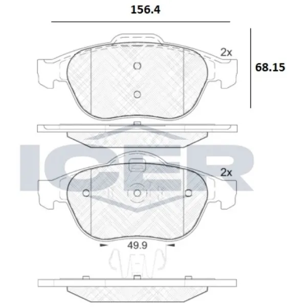 Тормозные колодки Icer 181861 передние/ дисковые photo 2 Тормозные колодки Icer 181861 передние/ дисковые photo 2