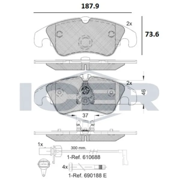 Тормозные колодки Icer 181862-202 передние/ дисковые photo 2 Тормозные колодки Icer 181862-202 передние/ дисковые photo 2