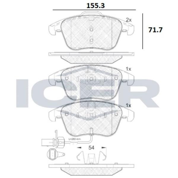 Plăcuțe de frână Icer 181864 față/ disk photo 2