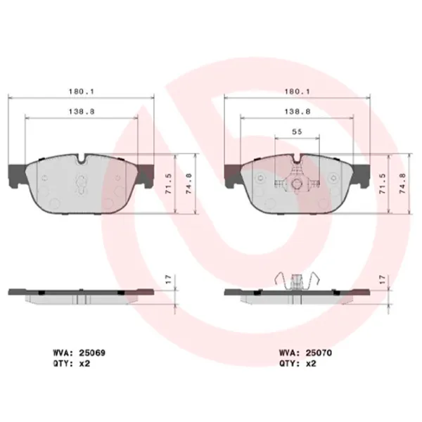 Тормозные колодки Brembo P 61 107 передние/ дисковые photo 4 Тормозные колодки Brembo P 61 107 передние/ дисковые photo 4