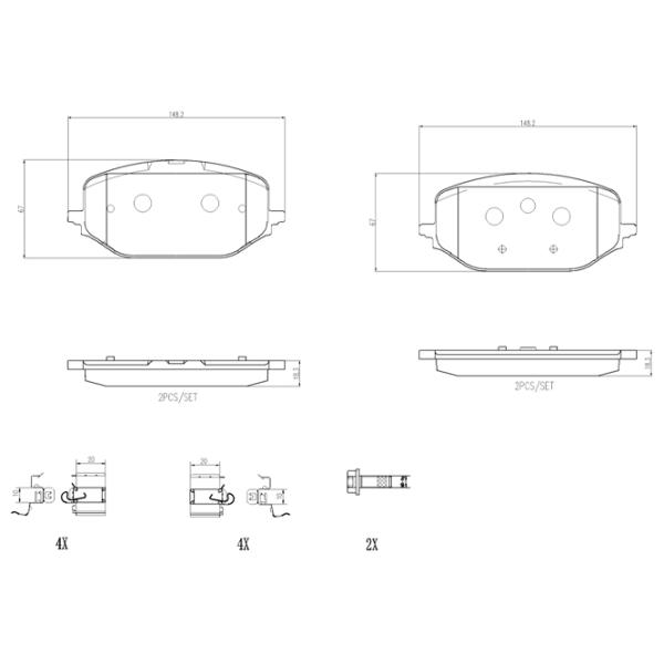 Тормозные колодки Brembo P 61 142 передние/ дисковые photo 3 Тормозные колодки Brembo P 61 142 передние/ дисковые photo 3