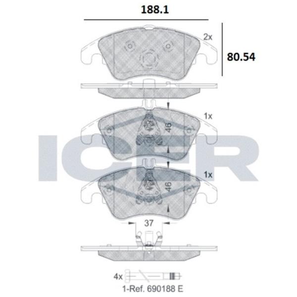 Тормозные колодки Icer 181865 передние/ дисковые photo 2 Тормозные колодки Icer 181865 передние/ дисковые photo 2