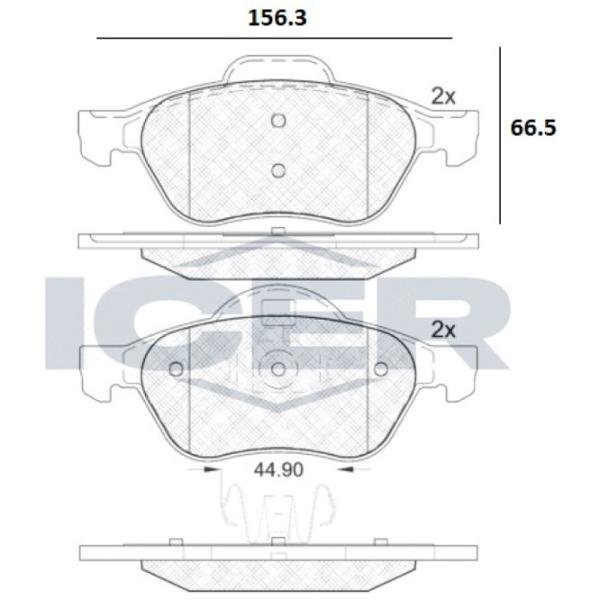 Тормозные колодки Icer 181860 передние/ дисковые photo 2 Тормозные колодки Icer 181860 передние/ дисковые photo 2