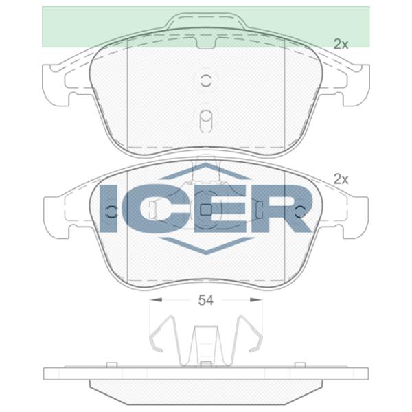 Тормозные колодки Icer 181918 передние/ дисковые photo 2 Тормозные колодки Icer 181918 передние/ дисковые photo 2