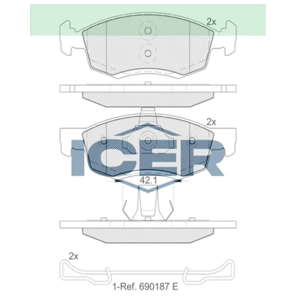Plăcuțe de frână Icer 181924 față/ disk photo 2