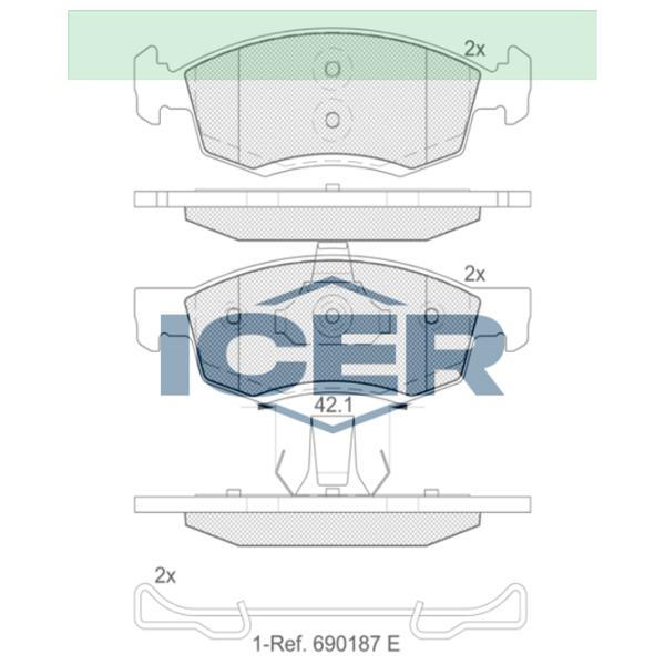 Plăcuțe de frână Icer 181924 față/ disk photo 2