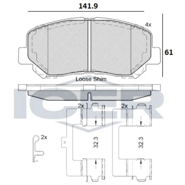 Тормозные колодки Icer 182055 передние/ дисковые photo 2 Тормозные колодки Icer 182055 передние/ дисковые photo 2