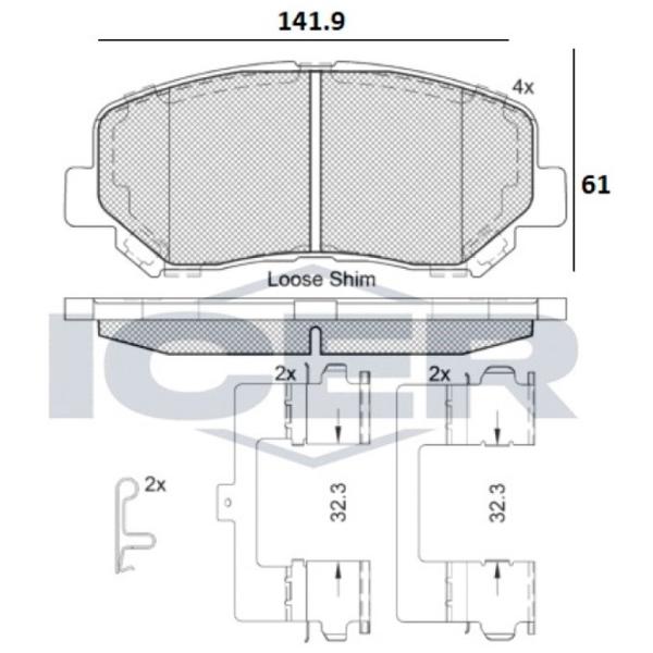 Тормозные колодки Icer 182055 передние/ дисковые photo 2 Тормозные колодки Icer 182055 передние/ дисковые photo 2