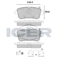 Plăcuțe de frână Icer 182072-067 spate/ disk photo 2