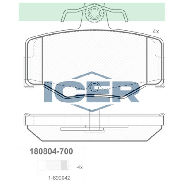 Тормозные колодки Icer 180804-700 задние/ дисковые photo 2 Тормозные колодки Icer 180804-700 задние/ дисковые photo 2