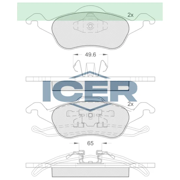 Тормозные колодки Icer 181264 передние/ дисковые photo 2 Тормозные колодки Icer 181264 передние/ дисковые photo 2