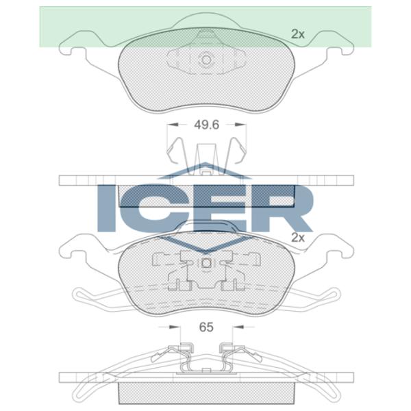 Тормозные колодки Icer 181264 передние/ дисковые photo 2 Тормозные колодки Icer 181264 передние/ дисковые photo 2