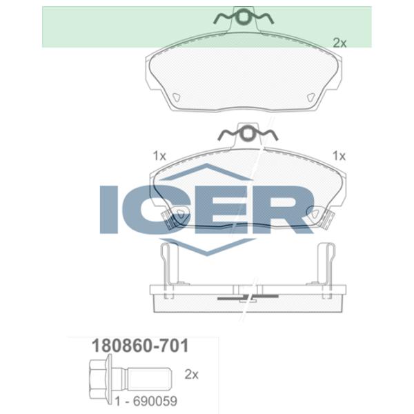 Plăcuțe de frână Icer 180860-701 față/ disk photo 2