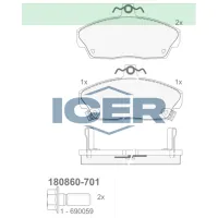Plăcuțe de frână Icer 180860-701 față/ disk photo 2