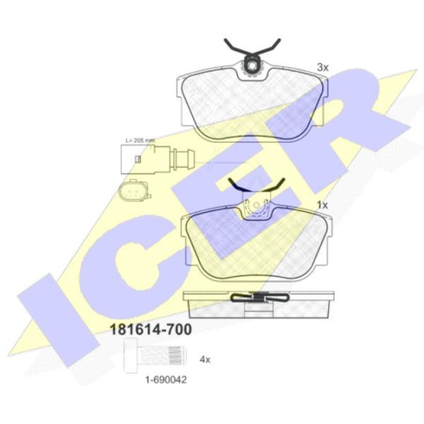 Тормозные колодки Icer 181614-700 задние/ дисковые photo 2 Тормозные колодки Icer 181614-700 задние/ дисковые photo 2