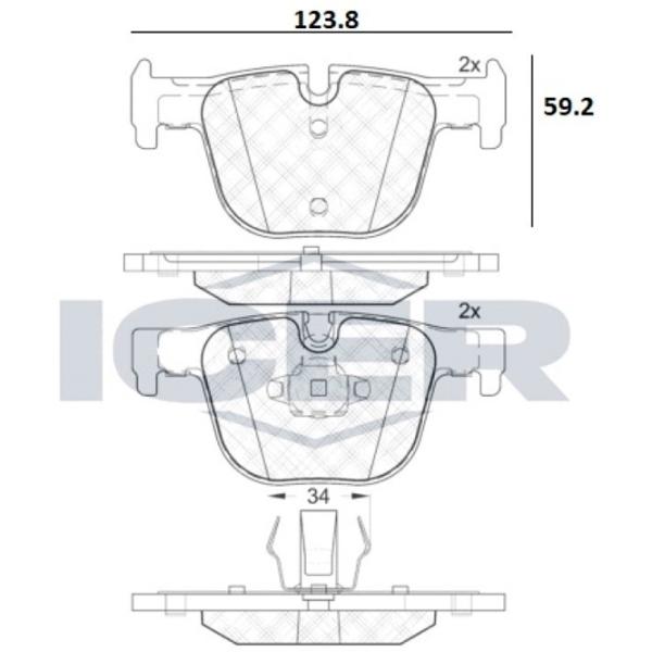 Тормозные колодки Icer 182064 задние/ дисковые photo 2 Тормозные колодки Icer 182064 задние/ дисковые photo 2