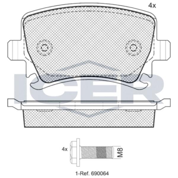 Тормозные колодки Icer 181600-703 задние/ дисковые photo 2