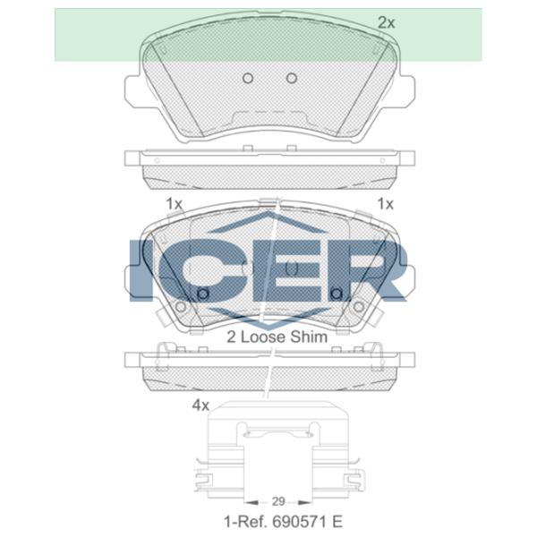 Plăcuțe de frână Icer 182029-234 față/ disk photo 2 Plăcuțe de frână Icer 182029-234 față/ disk photo 2