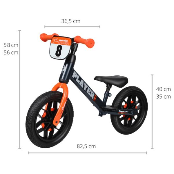 Bicicletă fără pedale Qplay Player 12" Oțel/ Orange Black photo 5 Bicicletă fără pedale Qplay Player 12" Oțel/ Orange Black photo 5