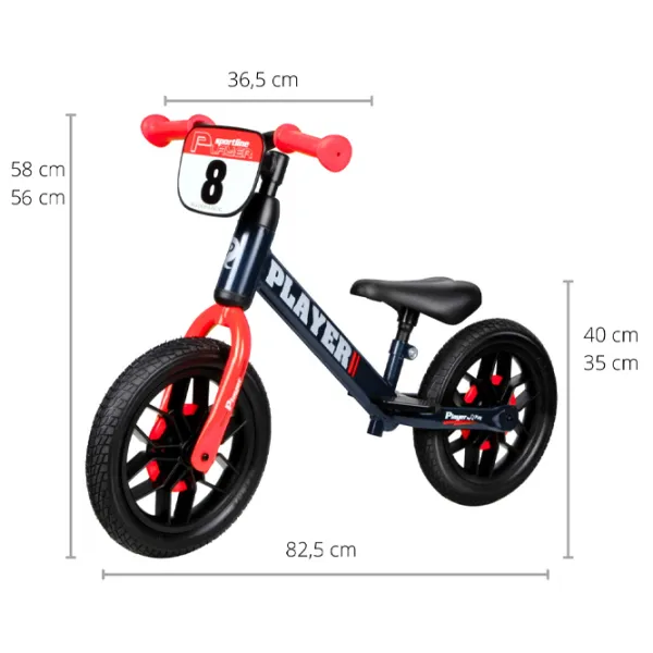Bicicletă fără pedale Qplay Player 12" Oțel/ Red Black photo 6 Bicicletă fără pedale Qplay Player 12" Oțel/ Red Black photo 6