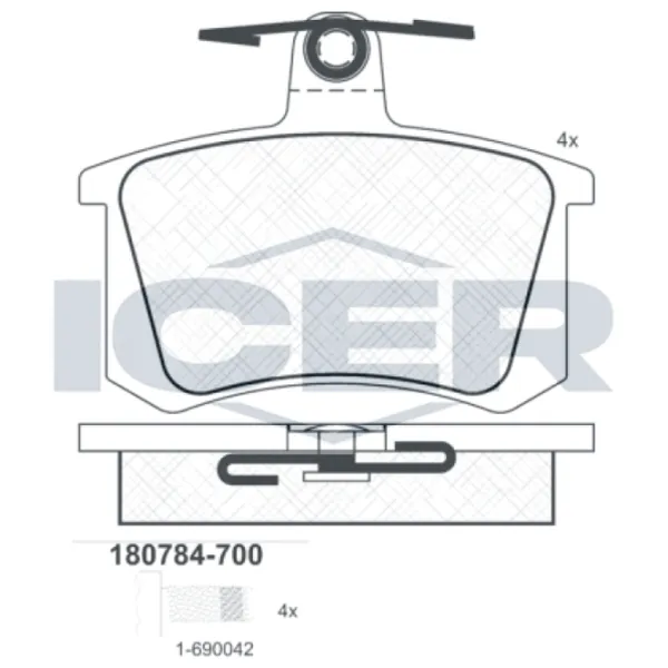 Plăcuțe de frână Icer 180784-700 spate/ disk photo 2 Plăcuțe de frână Icer 180784-700 spate/ disk photo 2