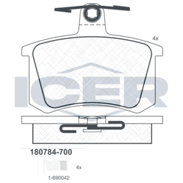 Plăcuțe de frână Icer 180784-700 spate/ disk photo 2 Plăcuțe de frână Icer 180784-700 spate/ disk photo 2