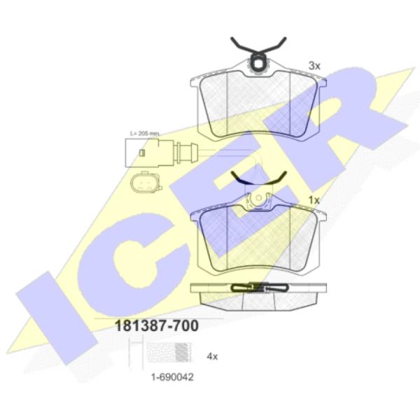 Plăcuțe de frână Icer 181387-700 spate/ disk photo 2