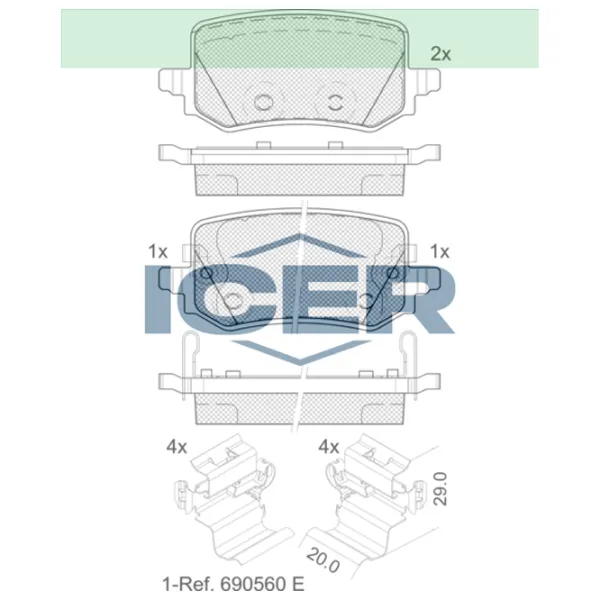 Тормозные колодки Icer 182421 задние/ дисковые photo 2 Тормозные колодки Icer 182421 задние/ дисковые photo 2