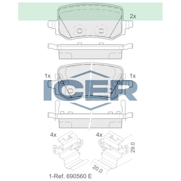 Тормозные колодки Icer 182421 задние/ дисковые photo 2 Тормозные колодки Icer 182421 задние/ дисковые photo 2