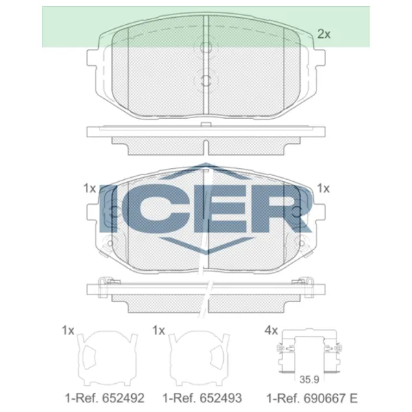 Тормозные колодки Icer 182429 передние/ дисковые photo 2 Тормозные колодки Icer 182429 передние/ дисковые photo 2