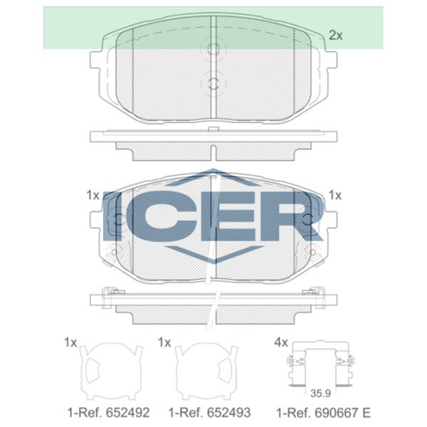 Тормозные колодки Icer 182429 передние/ дисковые photo 2 Тормозные колодки Icer 182429 передние/ дисковые photo 2